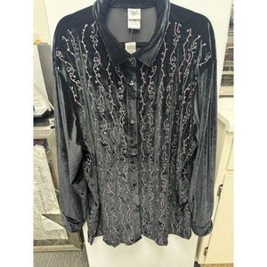 Disney Catalog Embroidered Crushed Velvet Mickey Mouse Blouse 2
