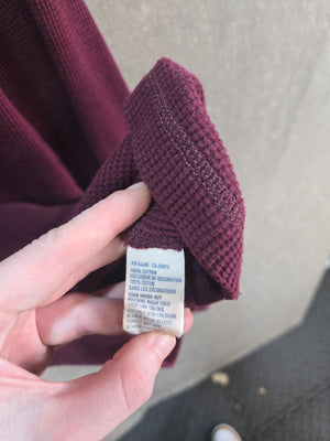 Aeropostale Men's Burgundy Waffle Knit Thermal Long Sleeve Shirt Size M 2