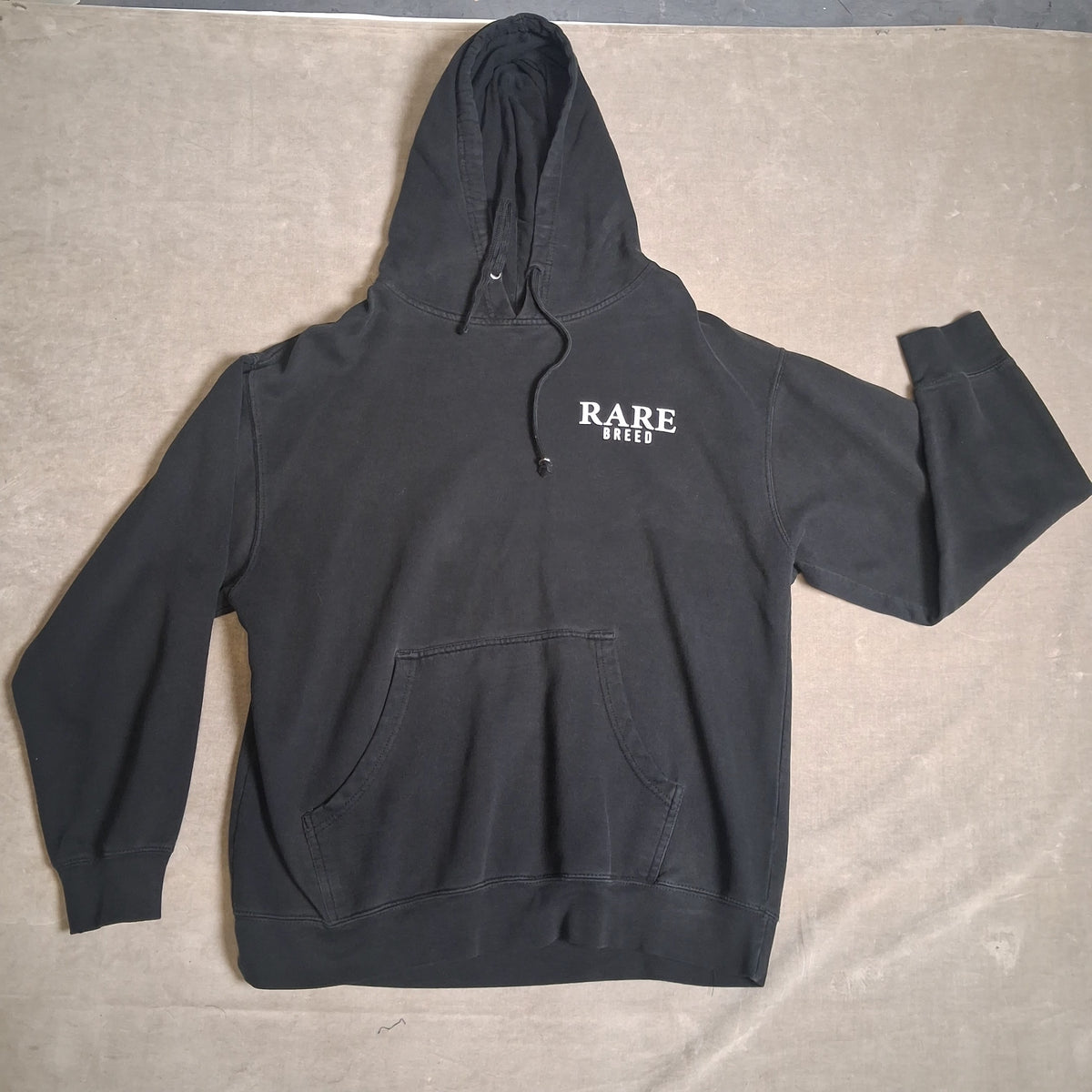 RARE BREED Hoodie Black Unisex Size L Anime Graphic Good Condition