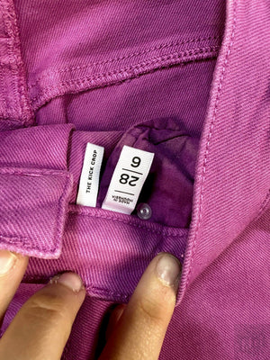 LOFT Purple Wide-Leg Denim Pants with Frayed Hem, Size 28 2