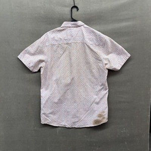 Pre-Owned Mens Large Orange Blue Geometric Short Sleeve Button Up Shirt Polyeste 4
