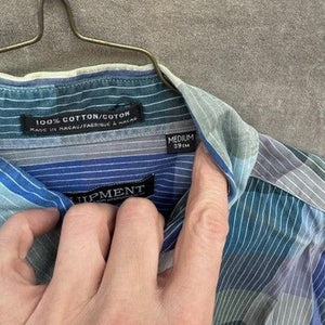 Mens Medium Blue Plaid Short Sleeve Button Up Shirt 100% Cotton Pre-Owned Good 2