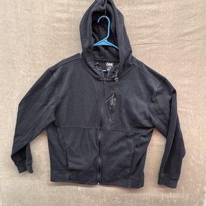 CSG Hoodie Mens XL Black Full Zip Chest Pocket Drawstring Fleece Cotton Blend 2