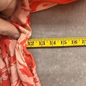 Wrap Blouse Womens Large Coral Peach Floral Elastic Waist Cap Sleeve Peplum Top 2