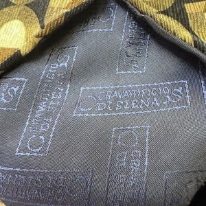 Cravattificio Di Siena Tie Brown Gold Silk Geometric Pre-Owned 4 Inch Wide 4