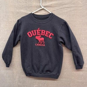Quebec Canada Sweatshirt Youth Medium Black Red Moose Crewneck Pullover Graphic 1