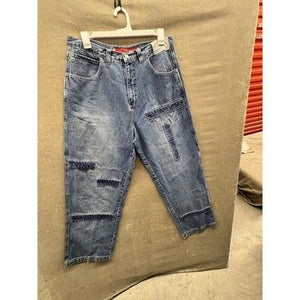 Vokal Jeans Mens 36x31 Blue Baggy Skater Patchwork Wide Leg Denim Hip Hop Y2K 1