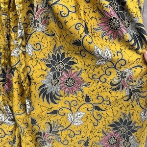 Floral Harem Pants Womens Small Yellow Black Batik Drawstring Elastic Waist Pre- 5