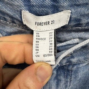 Forever 21 Jeans Womens 27 Blue Cargo Multi Pocket Utility Baggy Wide Leg Pants 2