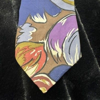 Stefano Rossini Tie Mens One Size Multicolor Floral Pattern 100% Silk Handmade