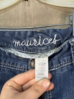 Maurices Jeans Bootcut Blue Medium Wash Size 14 Pre-Owned Contrast Stitching 2