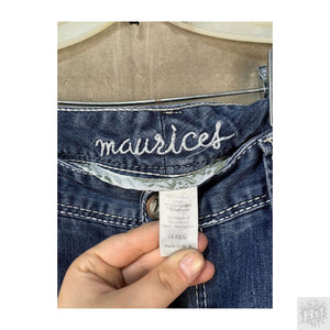 Maurices Bootcut Women's Jeans Size 14 Medium Wash Contrast Stitching 2