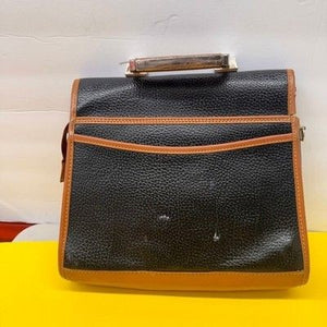 Carina Intl Inc Vintage Black Tan Waterproof Pebble Leather Satchel Briefcase 4