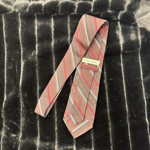 Burma Bibas Tie Mens Red Gray Striped 100% Silk Necktie Classic Formal Wear 1