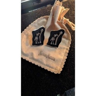 Vintage 50's Swank Cufflinks Black Drunkard Lamp Post Cuff Links Lg Silver Tone