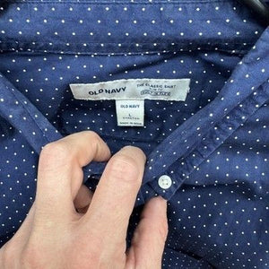 Old Navy Mens Large Blue Polka Dot Short Sleeve Button Up Shirt Pre-Owned Excell 3