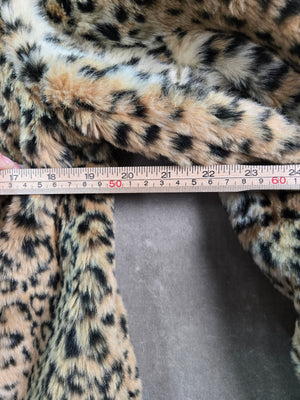 HONEY PUNCH Women's Leopard Print Long Sleeve Fur Coat Fall Winter Size M 4