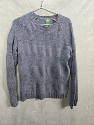 Timberland Men's Gray 100% Cotton Textured Stripe Crewneck Sweater Sz M 1