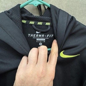 Nike Hoodie Youth Small Black Volt Therma-FIT Fleece Lined Pullover Pre-Owned 2