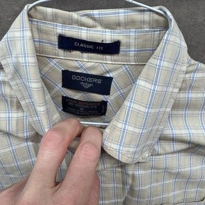 Dockers Shirt Mens Medium Plaid Classic Fit Button Down Stain Defender Wrinkle F