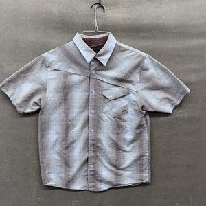 Prana Shirt Mens Medium Brown Plaid Short Sleeve Button Front Outdoor Casual 2