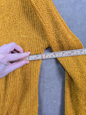 Women's Mustard Yellow Lace Up Back Open Knit Cardigan Sweater Size L 4