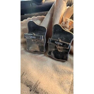 Vintage 50's Swank Cufflinks Black Drunkard Lamp Post Cuff Links Lg Silver Tone 4
