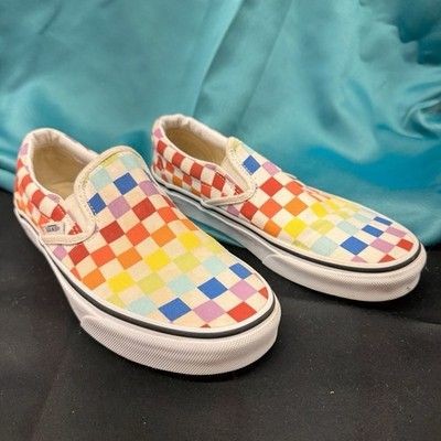 Vans Classic Slip-On Shoes Womens Size 7 Checkerboard Canvas Skate Sneakers