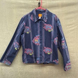 Hearts of Palm Jacket Womens 18 Blue Floral Embroidered Button Front Lined 4