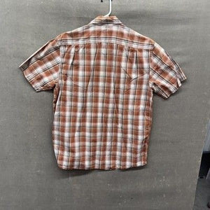 GH Bass Mens Medium Brown Orange Plaid Short Sleeve Button Up Shirt Pre-Owned 5