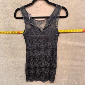 Armani Exchange Lace Tank Top Womens Petite 0 Black Sheer Lined Sleeveless Pre-O 1