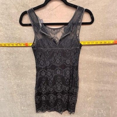 Armani Exchange Lace Tank Top Womens Petite 0 Black Sheer Lined Sleeveless Pre-O