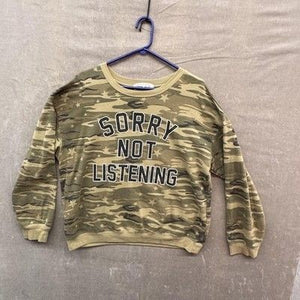 Wound Up Sweatshirt Youth XL (15-17) Green Camo Sorry Not Listening Crewneck 3