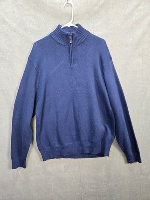 Classico Mens Navy Mock Neck Half Zip Pullover Sweater Size L 1