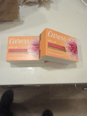 2 Bar Caress Daily Silk Bar Soap Floral Oil Essence White Peach & Orange Blossom 2