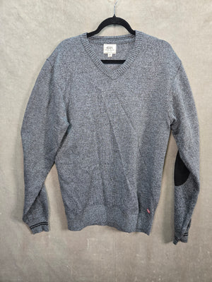 Eco Wulf Mens Gray Elbow Patch V Neck Pullover Sweater Size L 1