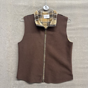 Robert Kitchen Reversible Plaid Fleece Vest Sz M w/ Full Zipper Made in Canada 2