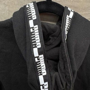 Puma Hoodie Sweatshirt Youth 8 Black Full Zip Logo Tape Hood Pockets Pre-Owned E 5