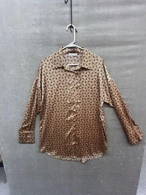12th Tribe Shirt Womens Medium Brown Geometric Button Down Collared Long Sleeve 1