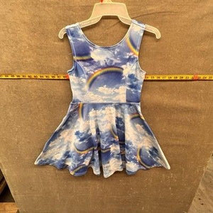 Childrens Place Girls Skater Dress Blue Rainbow Cloud Sleeveless Large 10 12 Pre 2