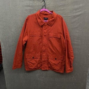 Lands' End Jacket Mens Large Orange Nylon Field Utility Zip Pockets Mesh Lining 3