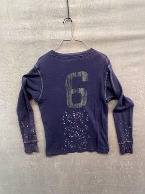 iQuality Womens Small Long Sleeve Thermal Waffle Shirt Pre-Owned Graphic Bleach 5