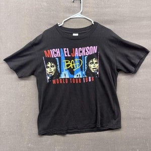 Vintage Michael Jackson Shirt Mens XL Black Bad World Tour 1988 Concert Tee 80s 1