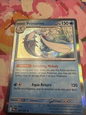 Pokemon TCG Primarina 020/084 Pitch Black Holo Rare 150 HP English 2026 2
