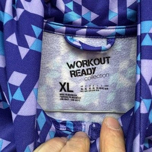 Reebok Sweatshirt Mens XL Purple Quarter Zip Workout Ready Geometric Print 3