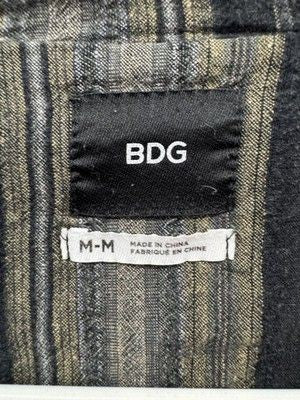 BDG Jacket Mens Medium Gray Black Striped Hooded Lightweight Boho Beach Hippie 2