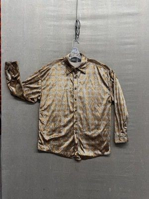 MillionGuy Shirt Mens Large Geometric Pattern Button Up Long Sleeve Casual Korea 2
