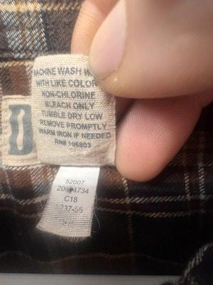 Duluth Trading Co Shirt Mens Large Tall Brown Black Plaid Flannel Long Sleeve 4