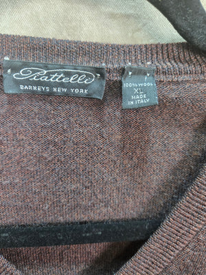 Piattelli Barneys New York Mens Brown 100% Wool V Neck Sweater Size XL 2