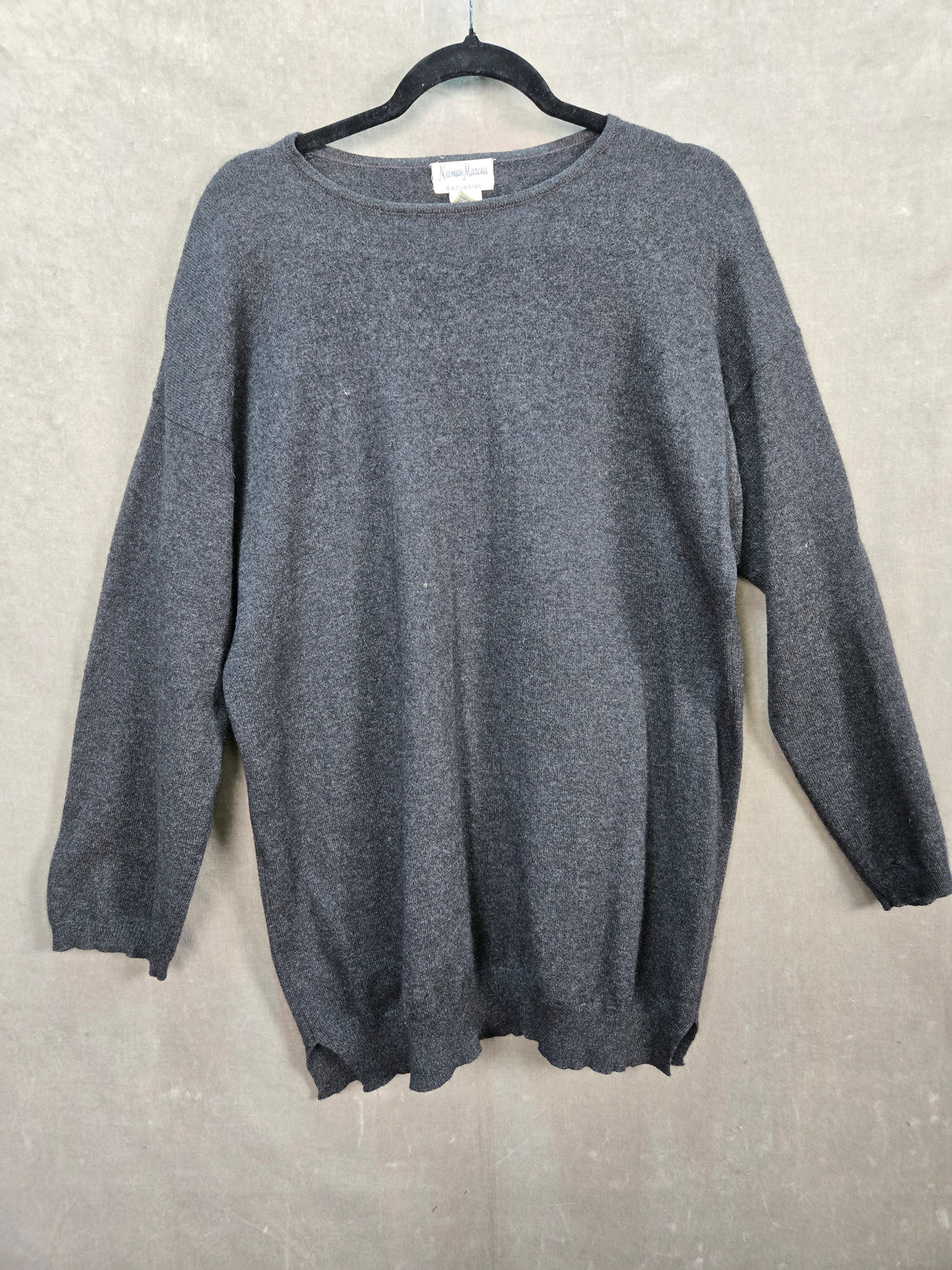 Neiman Marcus Women's Charcoal 100% Cashmere Pullover Sweater Size M